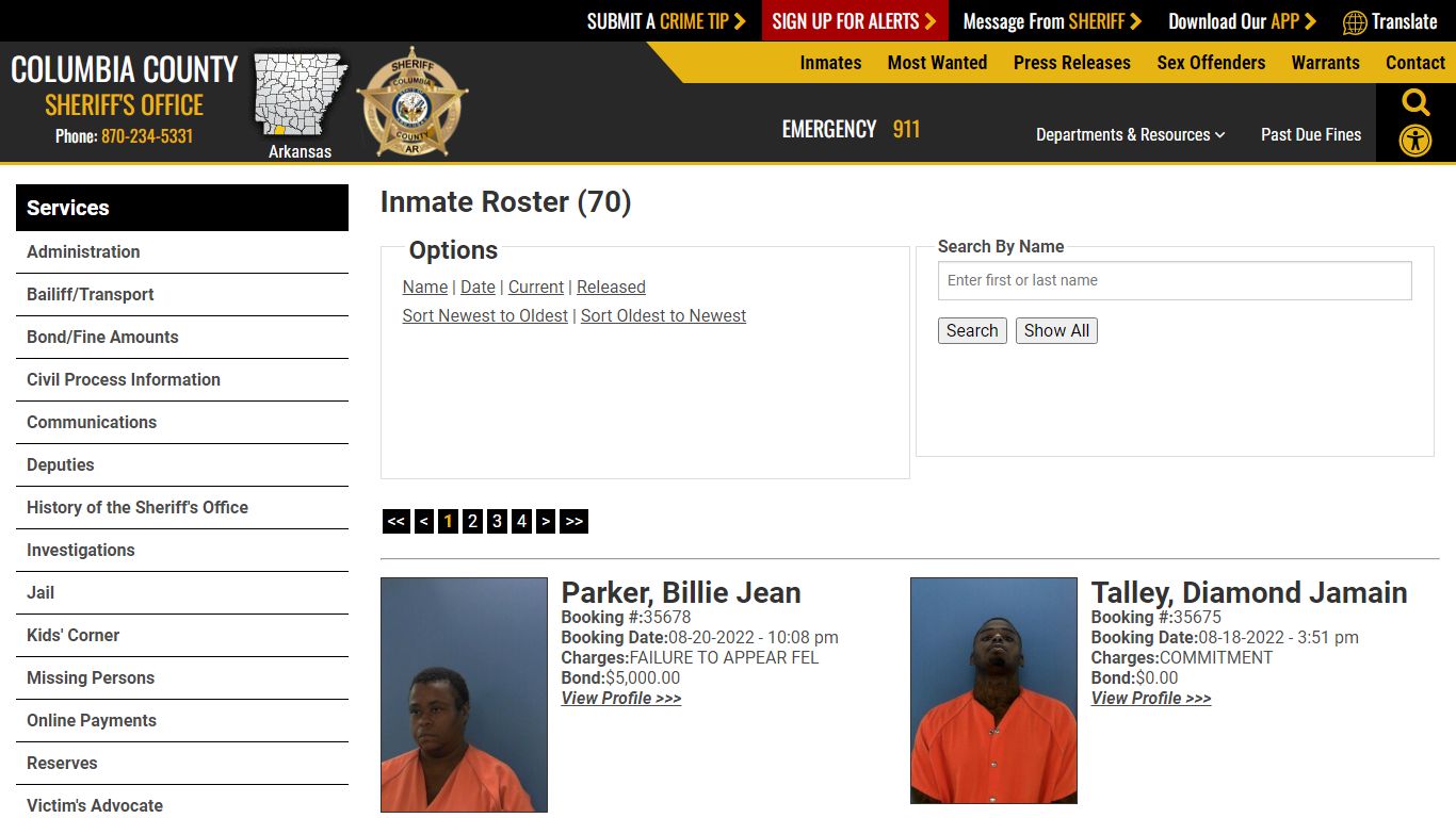 Inmate Roster (64) - Columbia County Sheriff AR