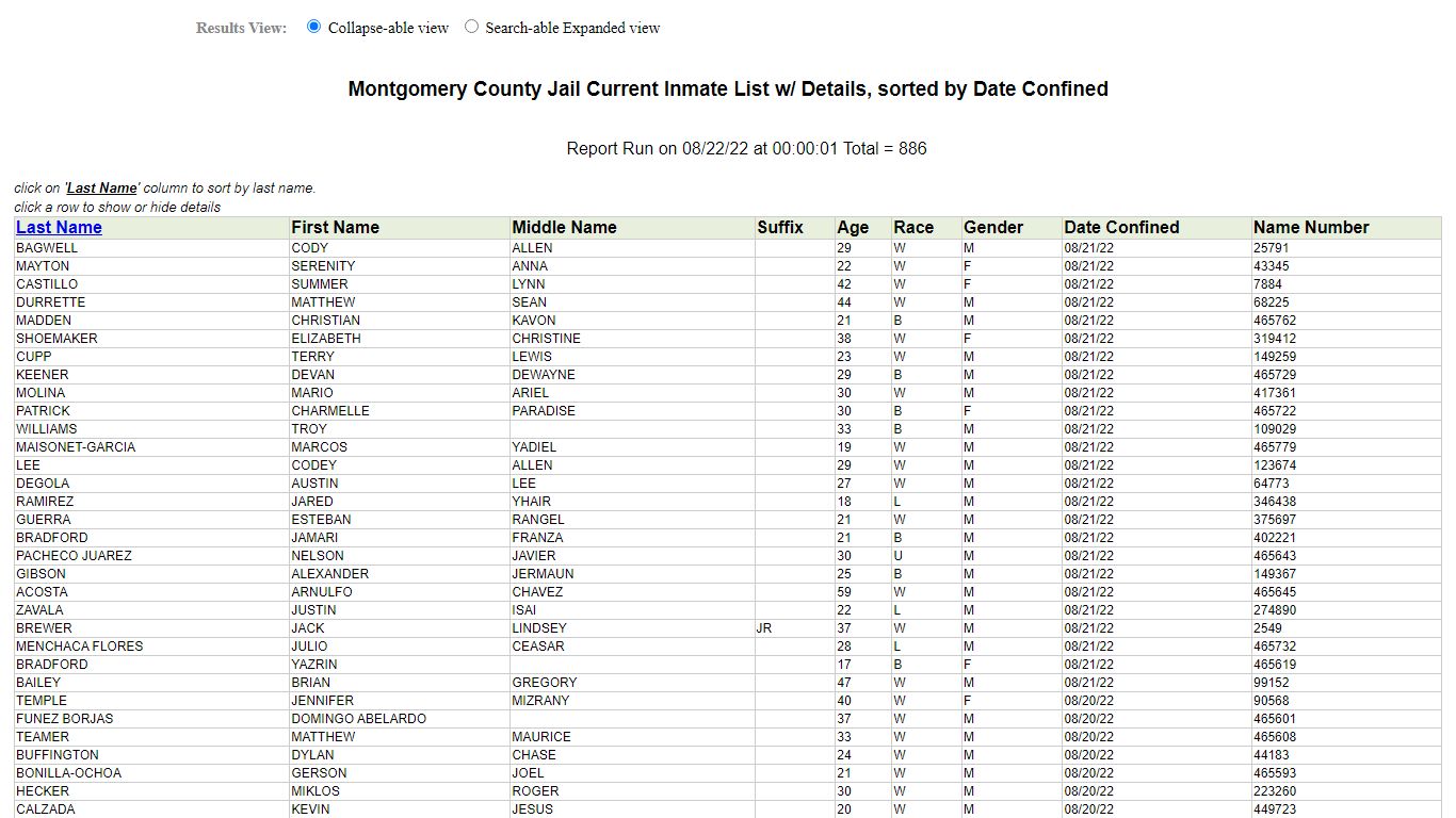 Jail Roster - Montgomery County, Texas